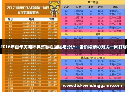 2016年百年美洲杯完整赛程回顾与分析：各阶段精彩对决一网打尽