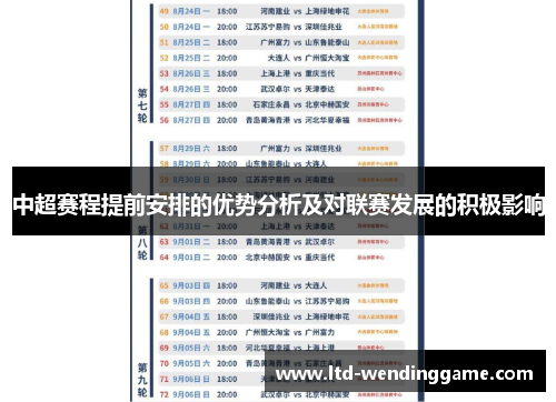 中超赛程提前安排的优势分析及对联赛发展的积极影响